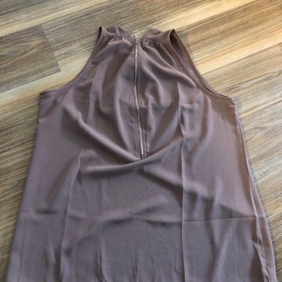 Khaki V-Neck Pleated Zip-Up Blouse - Picture 3 of 3